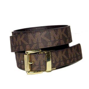 Michael Kors Reversible Belt Brown MK Monogram Women's Faux Leather Size 38-40
